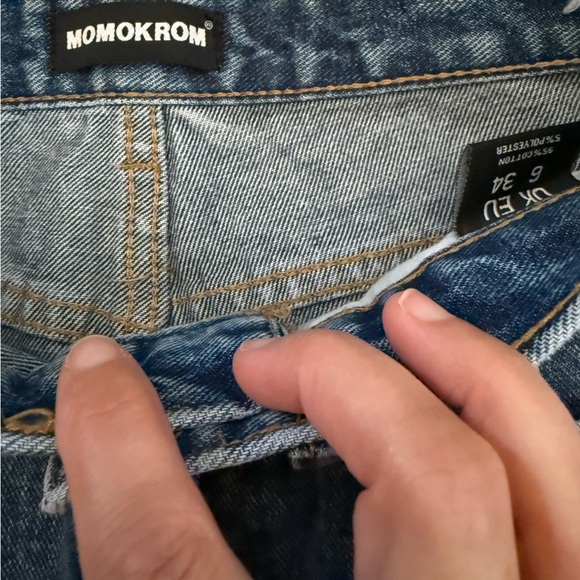 Momokrom Women’s UK 6 (US 2) Distressed High Rise Straight Leg Jeans Medium Wash - Picture 2 of 5
